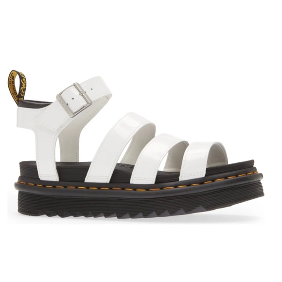 NIB $100 DR. MARTENS Blaire Strap Sandal in White Patent - size 5 UK / 7 US! - Picture 4 of 7